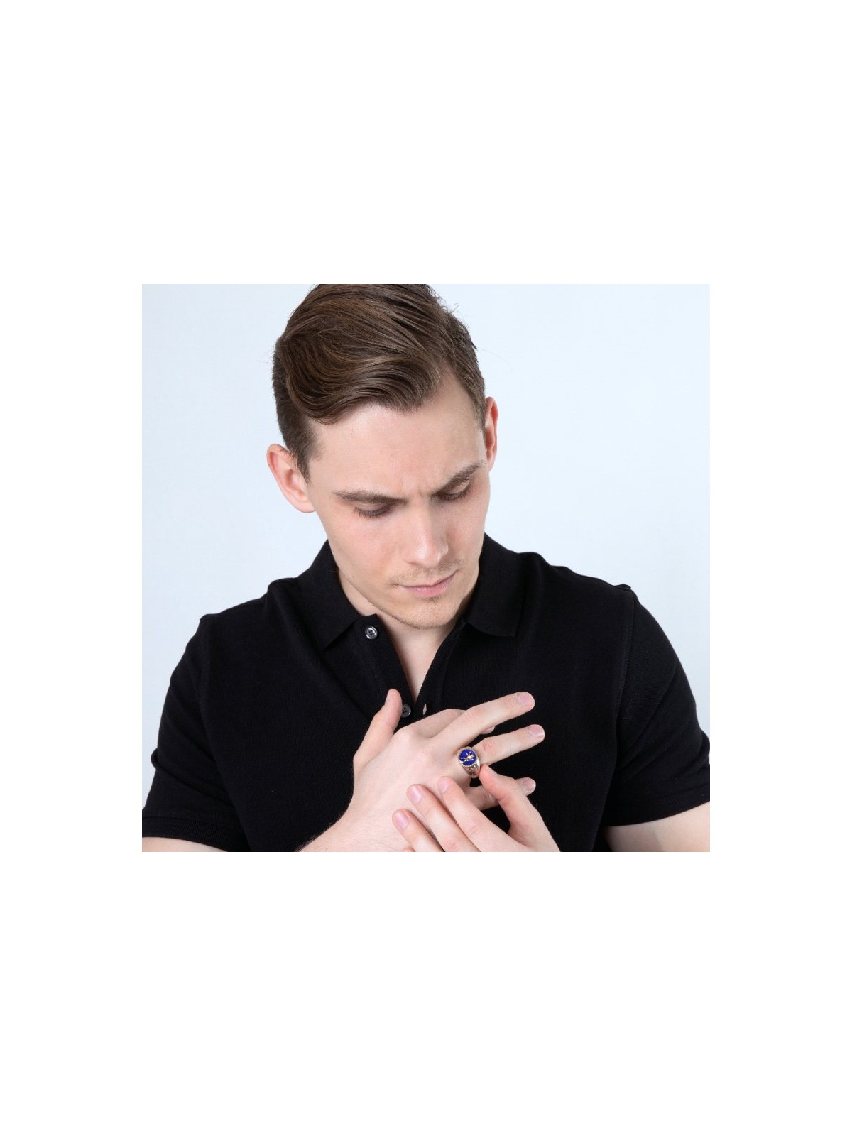 טבעת גבר מצופה כסף סטרלינג ומצופה זהב עם אריה ... | טבעות יהודיות